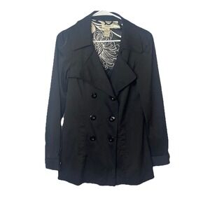 Vertigo ParisTrench Coat Black Double Breasted Button DownJacket XS
